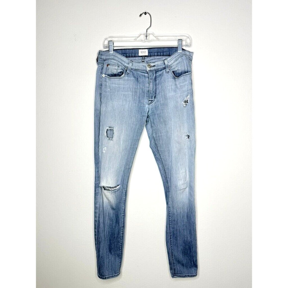 Hudson Y2K Krista Super Skinny Jeans Women 30x31 Blue Distressed USA Mid-Rise - Picture 2 of 10